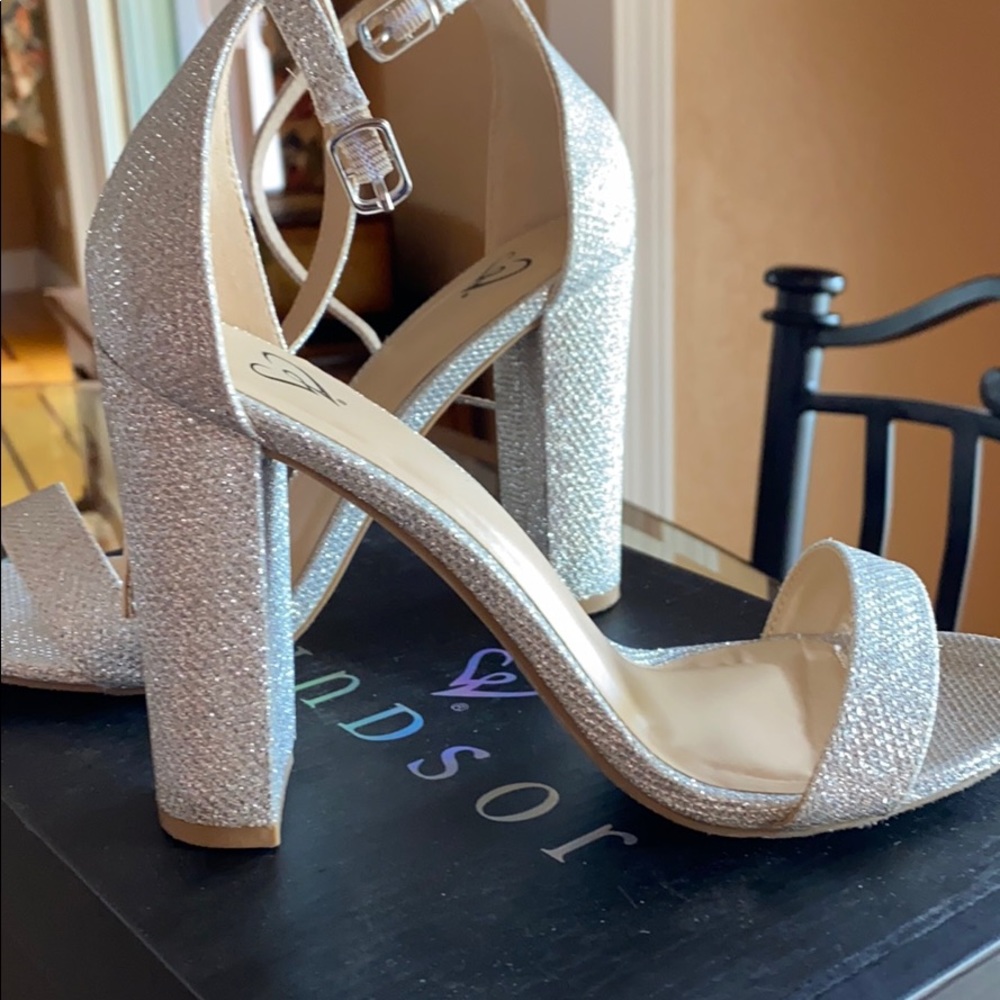 Silver glitter heels